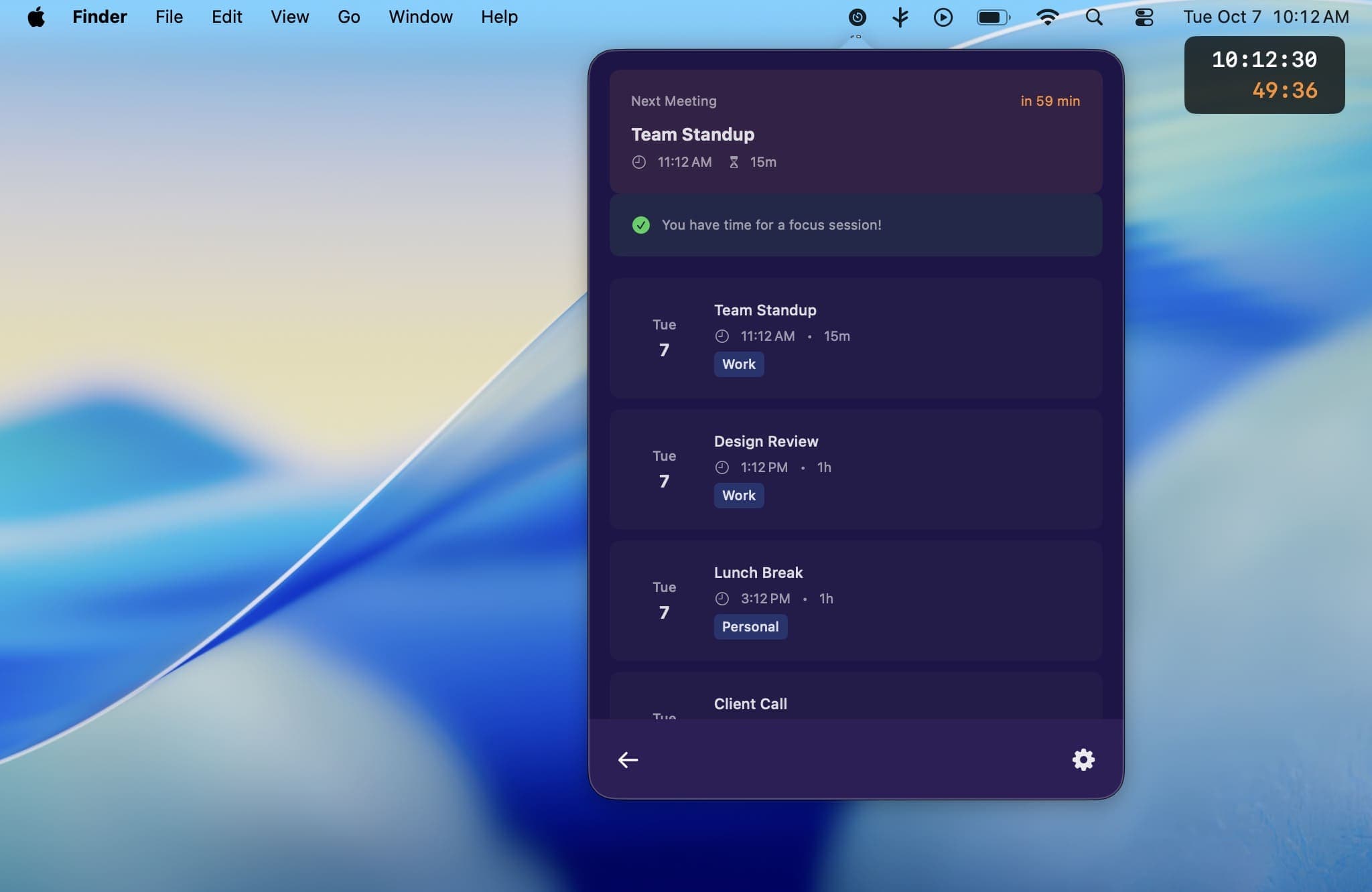 Integrated calendar view
