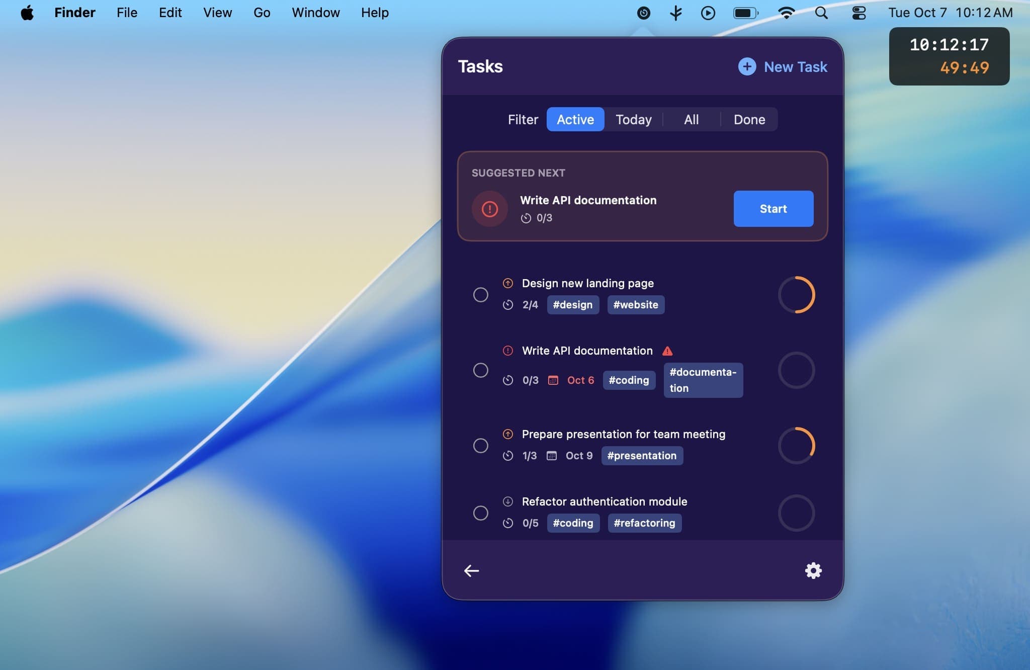 Active task tracking